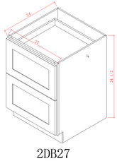 Base 27" - American Oak 27 Inch 2 Drawer Base Cabinet